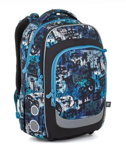 TOPGAL Schulrucksack für Jungen ab 2. Klasse, ergonomisch mit Rückenverstärkung, wasserabweisend & leicht, mit reflektierenden Elementen, 27 L Schulranzen mit Brustgurt. (Urban Motion)