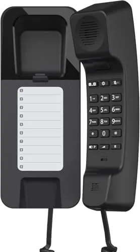 Gigaset Desk 200 - Schnurgebundenes Telefon mit elastischem Kabel - Festnetztelefon mit 10 Kurzwahleinträgen und Wahlwiederholung. Ideal für Büro oder Zuhause, einfach zu installieren und hörgerätekompatibel.