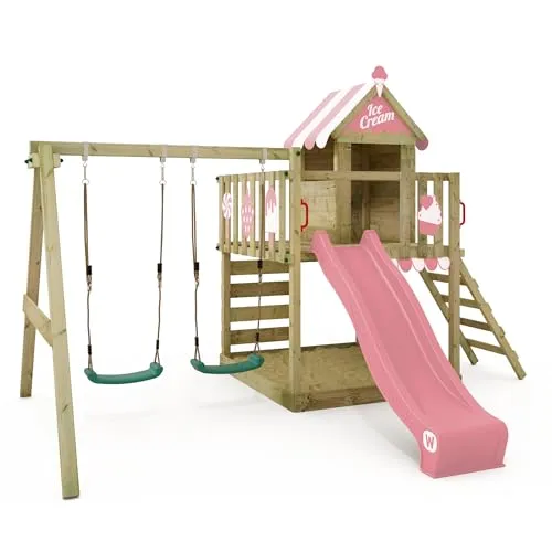 Spielturm Klettergerüst Smart Candy mit Schaukel & Rutsche - Schaukel- und Spielturm mit großem Sandkasten, stabiler Konstruktion und 10 Jahren Garantie – ideal für unvergessliche Abenteuer im eigenen Garten!