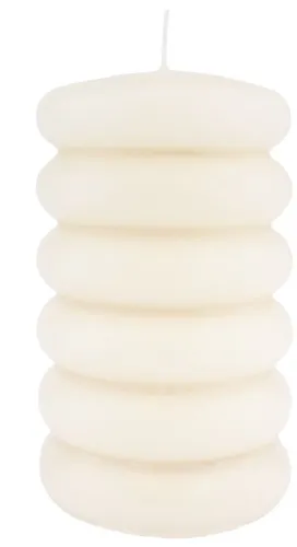 INNA-GLAS Kerze MONISHA mit Querrillen, creme, 15cm, Ø9cm, 69h