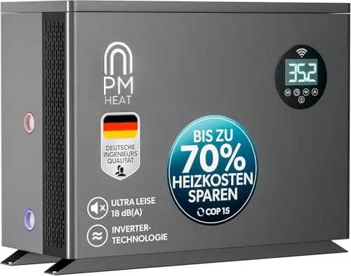 poolomio® Wärmepumpe Pool 60-90 m³ | Effiziente Full Inverter Wärmepumpe Invermo 17 kW mit Smarter App-Steuerung | Ultra leise Poolheizung mit Smarter App-Steuerung (17.000 Watt, COP 15)