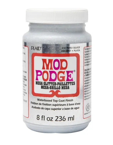 Mod Podge Mega Glitter - Silber - Kleber / Versiegelung / Lack 236ml