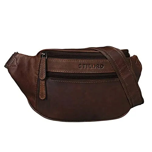 STILORD 'Marian' Gürteltasche Leder Vintage für Herren und Damen - Hüfttasche aus hochwertigem Rindleder mit modernem Vintage Design, ideal für Freizeit und Festivals. Drei Fächer bieten Platz für Smartphone, Kamera und mehr. Verstellbarer Gurt für optimalen Tragekomfort.