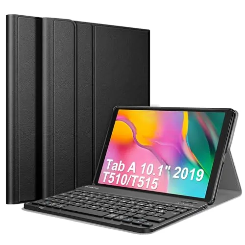 FINTIE Tastatur Hülle für Samsung Galaxy Tab A 10.1 Zoll 2019 - Zubehör für Tablet PCs mit ultradünnem Design und abnehmbarer Bluetooth-Tastatur für komfortables Tippen und optimalen Schutz.
