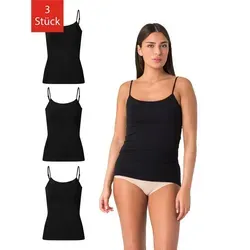 Elsie Unterhemd Damen Spaghetti Top (Packung, 3-St., 3er-Pack) Tank Top mit Verstellbarem Träger aus 95% Baumwolle Stretch Tanktop schwarz XXL