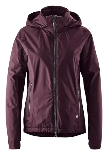 GONSO Save Jacket Therm W Damen Fahrradjacke, Gr. 36, dunkelrot - Fahrradbekleidung, wind- und wasserdichte Damen Regenjacke mit Kapuze, ideal für jedes Wetter beim Radfahren.