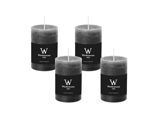 Wiedemann Kerzen Rustic-Kerze Rustik Marble Kerzen (durchgefärbt) Grau 90 x 58 mm, 4er Set
