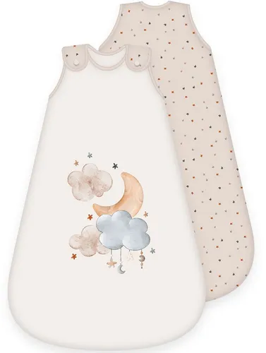 Herding babybest Baby-Schlafsack Moon and Stars 70 cm - Schlafsäcke für Jungen und Mädchen mit niedlichem Mond und Sterne-Motiv. Beidseitiger Reißverschluss für einfaches Wickeln, aus 100% Baumwolle für höchsten Komfort.