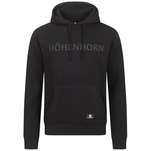 Höhenhorn Janga Hoodie Herren Kapuzen Schwarz (Anthrazit Logo) Gr. M - Kapuzenpullover für Herren, aus atmungsaktiver Baumwolle für optimalen Tragekomfort und Vielseitigkeit, ideal für Freizeit und Sport.