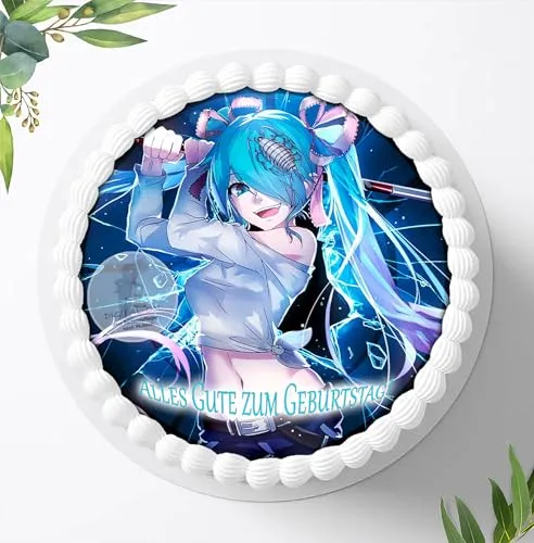 Für die Geburtstags Torte, Zuckerbild kompatibel mit: Manga Anime, Essbares Foto für Torten, Fondant, Tortenaufleger Ø 20cm, 0308c