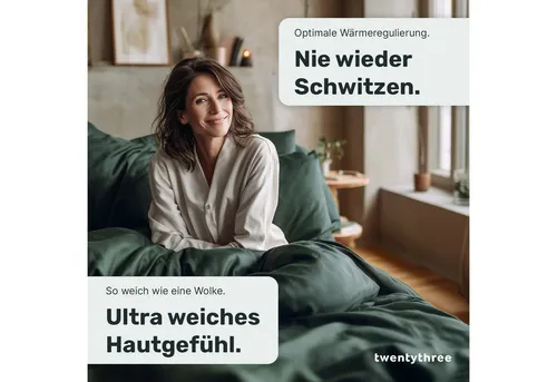 twenty:three® Bettbezug Lyocell Deckenbezug Forest Green – Atmungsaktiv & Ultraweich - Genießen Sie höchsten Schlafkomfort mit diesem extra-weichen Bettbezug aus 100% TENCEL™ Lyocell. Atmungsaktiv und nachhaltig, ideal für ganzjährige Nutzung. Hergestellt in Portugal mit OEKO-TEX®-Zertifizierung.