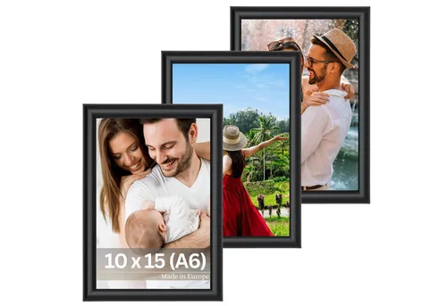 Victor (Zenith) Bilderrahmen David, Bilderrahmen Set Schwarz 10x15 cm (A6), Bilderrahmen Art Deco