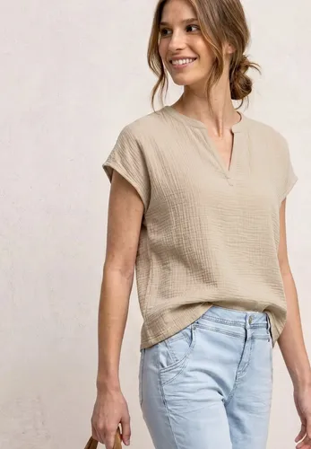 Street One Damen Blusenshirt aus Musselin-Qualität - Leichtes Blusenshirt mit Split Neck und lässigen Schultern, perfekt für warme Sommertage. Aus reiner Baumwolle für angenehmen Tragekomfort.