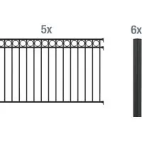ALBERTS Zaun-Grundset Circle, 120 cm - Einbetonierbar - Zäune & Tore, stilvolles Design mit dekorativen Kreisornamenten und langlebiger Kunststoffbeschichtung für optimalen Wetterschutz.