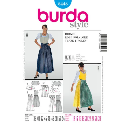 Produktbild Burda 8448 Dirndl-Kleid Mit Schürze Damen Plus Schnittmuster Größen 12-28