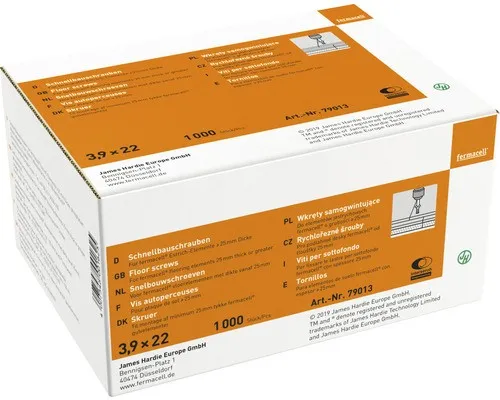 fermacell Schnellbauschrauben für Estrichelemente 3,9 mm x 22 mm - 1000 Stück - Hochwertige Schnellbauschrauben für Estrichelemente, ideal für eine einfache und sichere Montage. Packung mit 1000 Stück für effizientes Arbeiten.