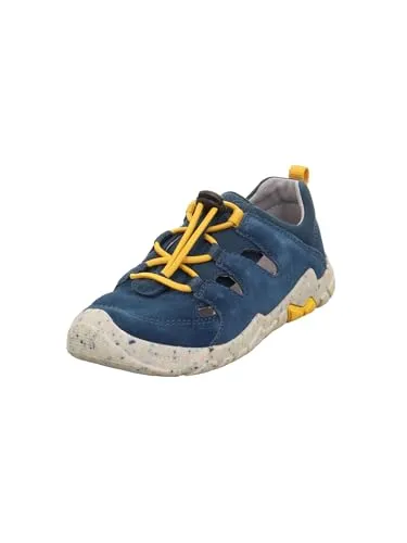 Superfit Jungen Trace Sneaker - Blau Gelb 8000, 32 EU Weit - Sneaker mit herausnehmbarer Einlegesohle aus chromfreiem Leder, ideal für gesunde Füße. Leichter Einstieg dank Schnellverschluss für mehr Komfort.