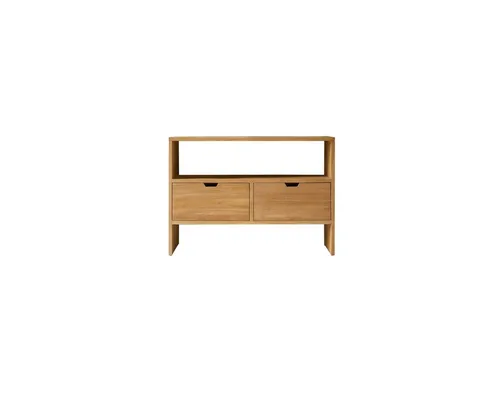 Tikamoon Waschtisch aus Teak 110 cm Doppelwaschtisch - Eleganter 110 cm Waschtisch aus hochwertigem Teak mit großzügigem Stauraum. Ideal für Badtextilien und Utensilien. Modulierbar für 1 oder 2 Waschbecken – individuelle Anpassung möglich. Pflegeleicht und zeitlos im Design.