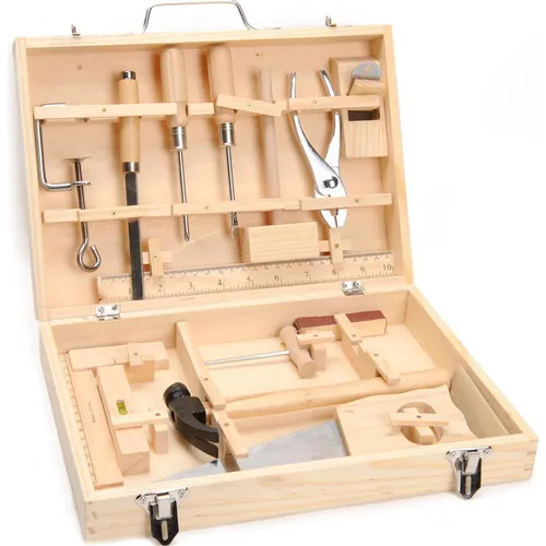 Werkzeugkasten aus Holz, 16-tlg.