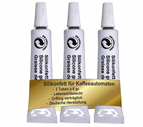 Schmierfett für Kaffeeautomaten - 3x6g Silikonfett - Ersatzteile für Kaffeevollautomaten, lebensmittelechtes Silikonfett für optimalen Betrieb und Wartung, passend für Marken wie Bosch, De'Longhi, Jura und mehr.