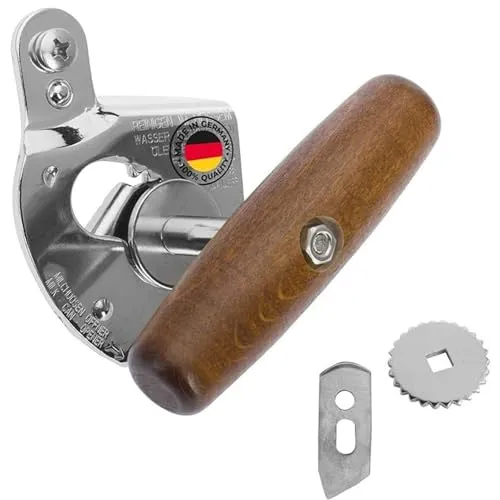 WESTMARK Dosenöffner Profidosenöffner Titan - 3tlg. inkl. Ersatzteilen - Dosenöffner für Gastronomie und gewerblichen Gebrauch, mit robustem Messer und griffigem Holzknauf für müheloses Öffnen großer Konservendosen. Nachhaltig dank 2 Ersatzteilen und kompakt für die Küchenschublade.