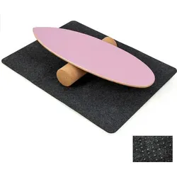 COSTWAY Balance Board aus Holz, Balancebrett aus 8 hochwertigen Holzschichten gepresst, Balance Trainer Trickboard, inkl. Korkrolle, Rosa - Rosa