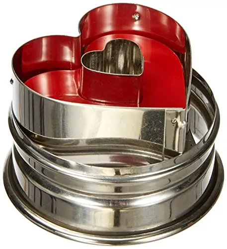 Städter 966353 Ausstecher mit Auswerfer Herz, Edelstahl, Durchmesser 4,8 cm, Silber/rot, 4,8 x 4,8 x 4,8 cm