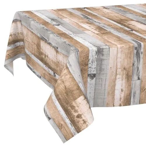 ANRO Tischdecke abwaschbar Holzoptik Braun Grau Rechteckig ohne Einfassung – pflegeleichtes Wachstuch für Innen & Außen – rustikales Design für Esstisch & Balkon 140 x 140 cm (Rechteckig)