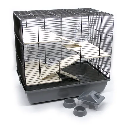 ZooPaul Nagerkäfig Hamsterkäfig XXL Zubehör grau Maus Kleintier Schlafhaus