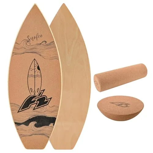 F2 Kork Balance Board Surf 74x30cm in beige von F2