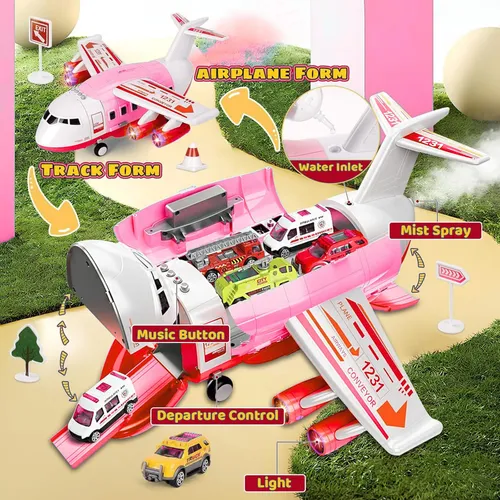 Spielzeug-Flugzeug mit Lichtern, Geräuschen, Sprühfunktion und 12-teiligem Spiel