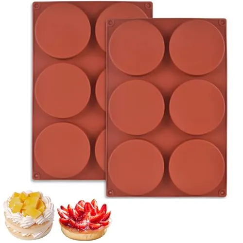 Stück Silikonform Rund, 4 Zoll Silikon Backform Rund Große Muffinform Silikon Antihaft Burger Buns Backform für Kuchen Muffin Burger Pudding Schokolade Seife (33 * 22cm) 2