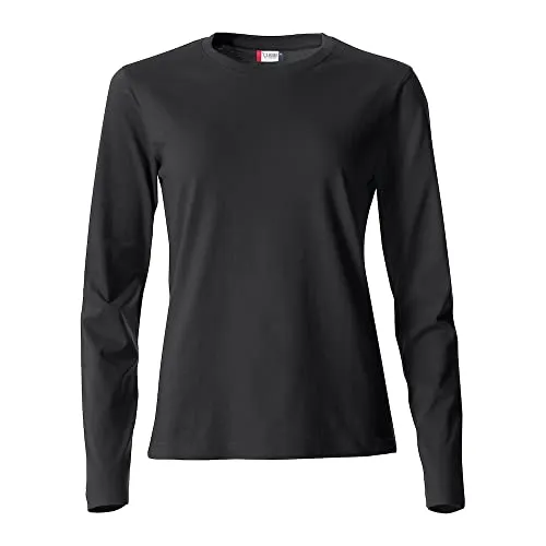 Clique - T-Shirt mit langen Ärmeln und Rundhalsausschnitt für Damen Basic-T L/S Damen aus Jersey, Slim-Fit, in verschiedenen Größen und Farben, Schwarz , Small