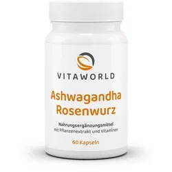 Vitaworld Ashwagandha Rosenwurz Komplex | 60 Kapseln | mit Withanolid & Rosavin | Premium KSM-66® Extrakt | vegan