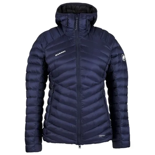 Mammut Broad Peak IN Hooded Jacket Women Marine-Black (L) - Daunenjacke für Damen mit 800 cuin Bauschkraft, wasserdicht und kompaktem Packmaß. Ideal für Bergabenteuer und bietet zuverlässige Wärme auch bei Nässe.