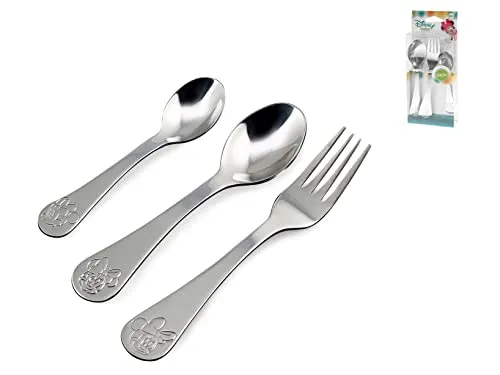 Lulabi Disney Minnie Mouse Besteck-Set, 3 Stück, Grau