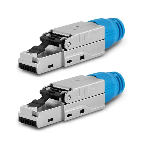 CAT8 CAT8.1 2x Netzwerk Stecker RJ45 Netzwerkstecker Werkzeuglos 2000 MHz Metall