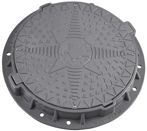 Produktbild BABYLONPLAST Schachtabdeckung Kanaldeckel Ø600/800 Belastbar bis 12,5 t (125 kN) Kunststoff Schachtdeckel Rund für Kanal B125 Belastbarkeit Frost und Hitzebeständig Sicherungssystem EN - 124 (Grau)