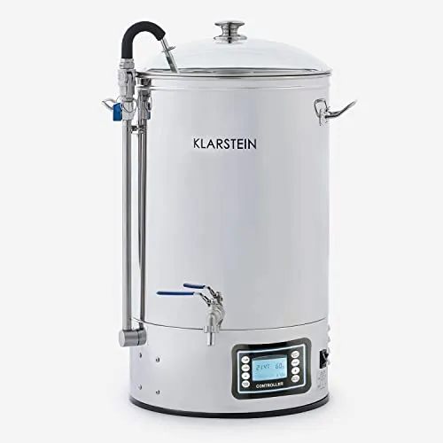 Klarstein Mundschenk - 30L Bierbrauanlage mit Touch-Panel - Multikocher für selbstgebrautes Bier, 2500 W Leistung für schnelles Erhitzen und hochwertige 304 Edelstahlteile verhindern Metallgeschmack.