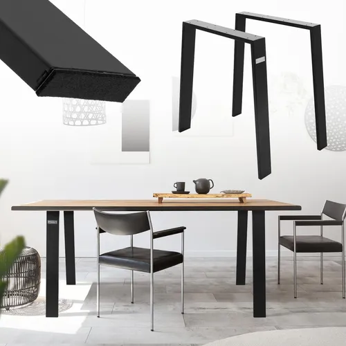 ML-Design 2er Set Tischkufen Loft, Schwarz, 75x72 cm - Tischbeine aus stabilen, pulverbeschichteten Stahl im Industrial-Design, ideal für DIY-Projekte und vielseitig einsetzbar in Küche, Wohnzimmer oder Büro.