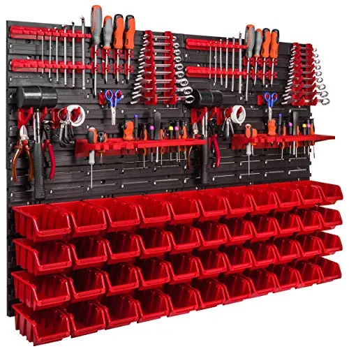 Lagersystem Wandregal 1152 x 780 mm, Werkzeughalterungen, Stapelboxen Schüttenregal Sichtlagerkästen, Extra Starke Wandplatten, Regal Erweiterbar (ITBNN600x4-U2020-NP6-R444)