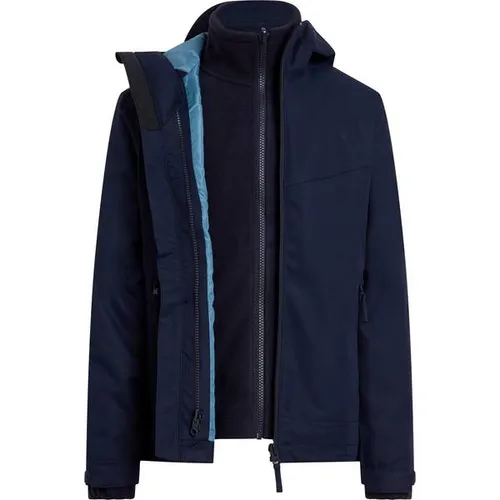 McKINLEY Outdoorjacke Funktions-Jacke Justin 3:1 III G blau 170 - Vielseitige 3-in-1 Funktion, atmungsaktiv und wasserdicht, ideal für Outdoor-Abenteuer. Sportlicher Stil in navy mit hochschließendem Kragen und Kapuze.