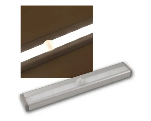 McShine LED Unterbauleuchte Alu-Unterbauleuchte PIR-Sensor Batteriebetrieb ww, warmweiß