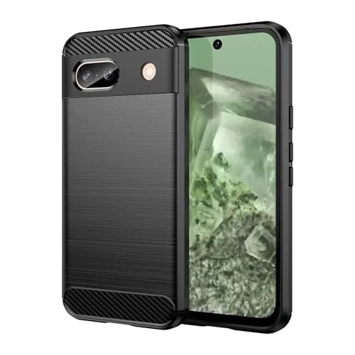 betterfon Carbon Handyhülle kompatibel mit Google Pixel 8A | Smartphone Case aus TPU-Silikon | Schwarz