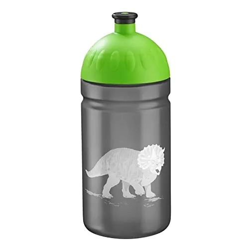 Step by Step Trinkflasche „Dino Life“, schwarz-grün, auslaufsicher, spülmaschinenfest, BPA-frei, für Schule, Kindergarten, heiße und kohlensäurehaltigen Getränke, für Jungen, 0,5 Liter