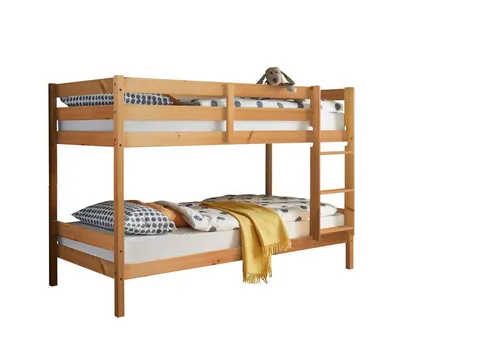 Stella Trading MORITZ Hochbett mit Leiter - Platzsparendes Kinder Etagenbett aus massiver Kiefer - Betten: modernes Hochbett mit zwei Liegeflächen 90 x 200 cm, ideal für Kinderzimmer, flexibel nutzbar als Etagen- oder Einzelbetten, einfache Montage.