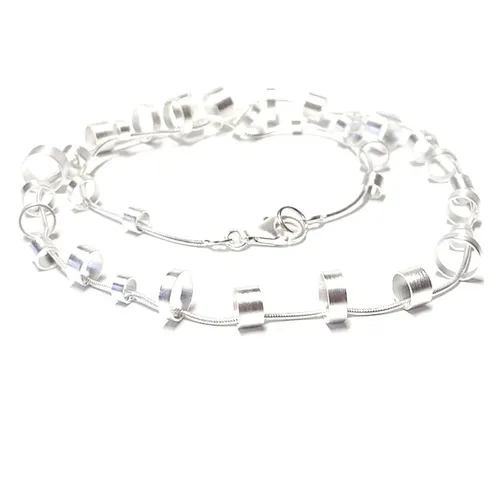 Moderne Kette aus 925/- Sterling Silber mit mattierten Elementen (45cm)