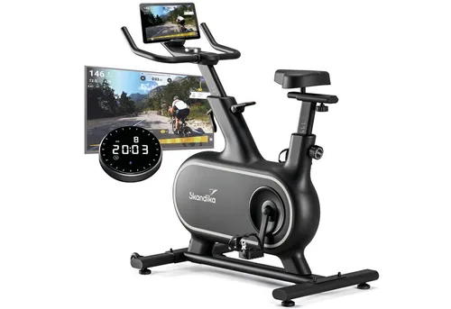 Skandika Heimtrainer Fahrrad Cykling P12-H | Indoor Bike mit 32 Stufen und App Steuerung - Fahrradergometer mit Premium EMS Bremssystem für leisen Widerstandswechsel und maximalen Komfort, ideal für individuelles Training bis 120 kg.
