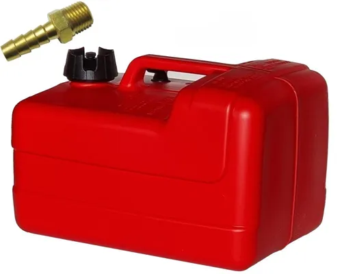 11,3 Liter Benzintank für Außenborder - Robuster 11,3 Liter Bootstank aus widerstandsfähigem Kunststoff, ideal für Benzin, Diesel oder Rapsöl. Mit praktischem Tragegriff und integriertem Sieb im Schlauch für optimale Nutzung.