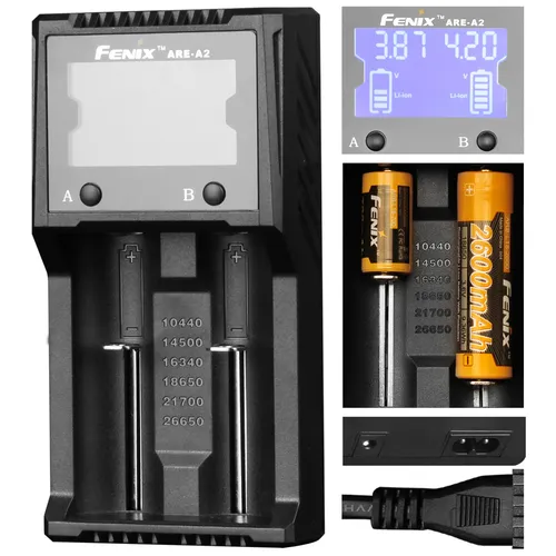 Fenix ARE-A2 Zweikanal-Ladegerät mit Display von Fenix
